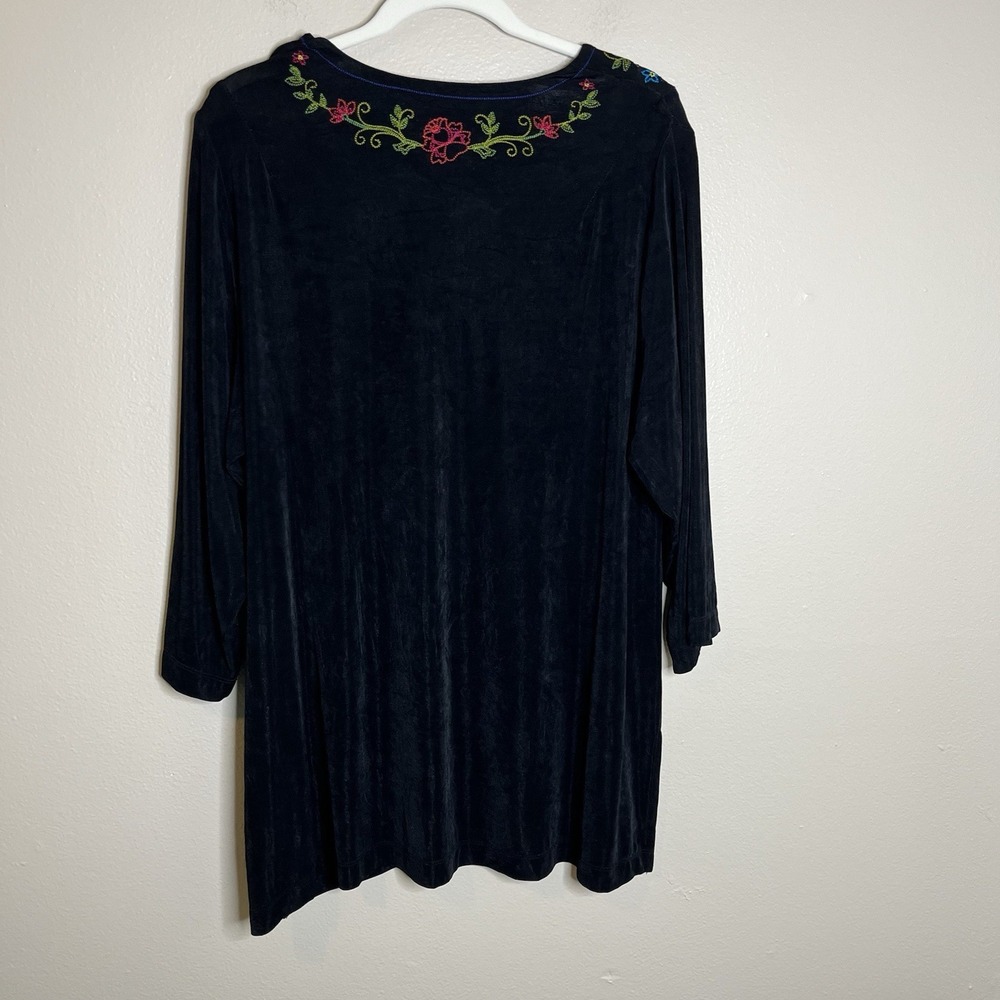 Women Tunic top 2x Relax Fit Whimsigoth Embroidered Dark Floral Witchy Romantic - Picture 9 of 9